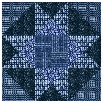 Indigo blue Shibori Star quilt
