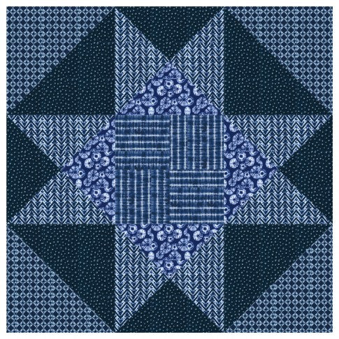 Indigo blue Shibori Star quilt