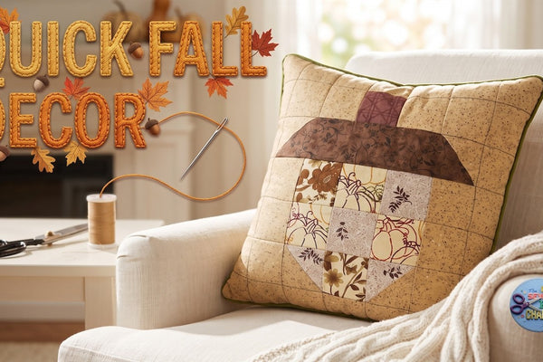 An acorn quilt block showing stitched corners and structure choices