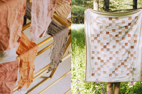 Heirloom baby quilt made with avocado dyed fabric