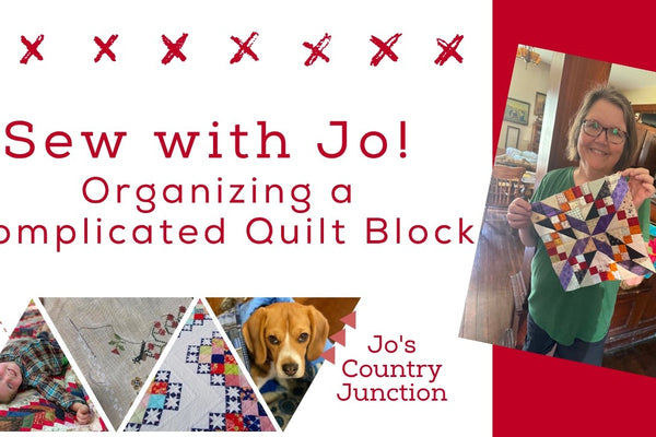 Organising the pieces of a complicated quilt block at the machine