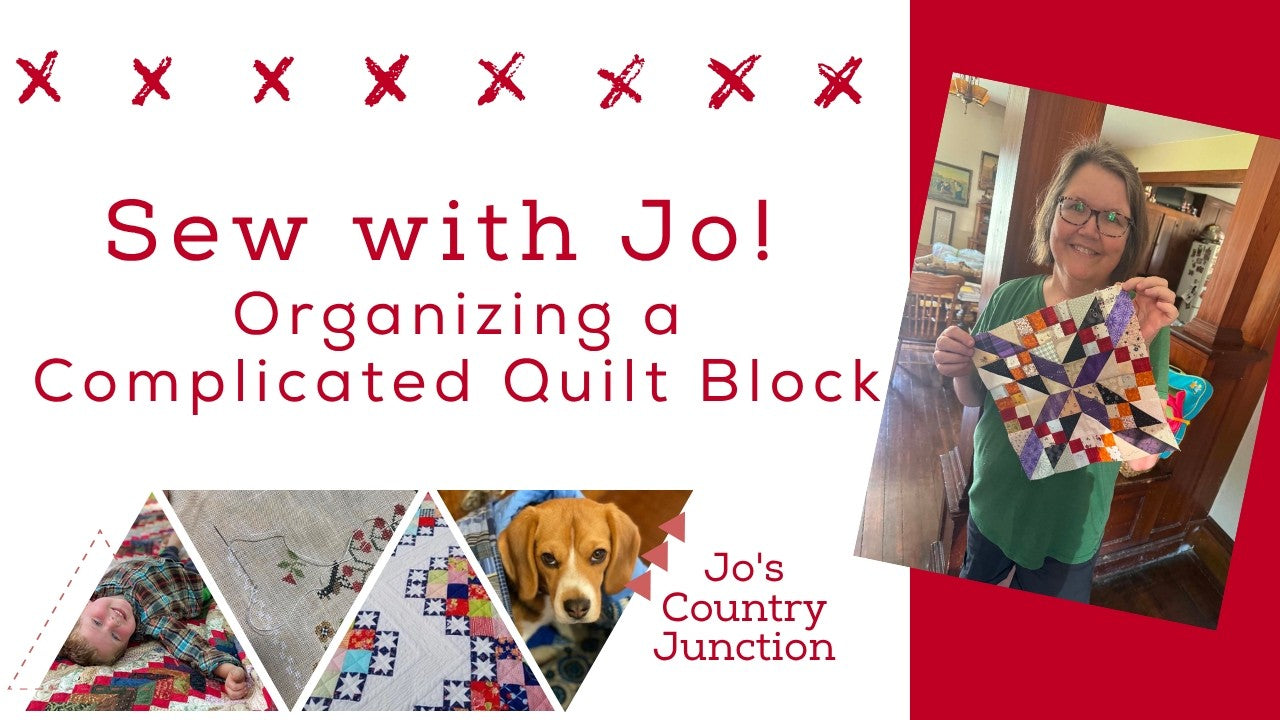 Organising the pieces of a complicated quilt block at the machine
