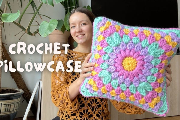 A Beginner-Friendly Crochet Pillowcase with Starburst Granny Squares