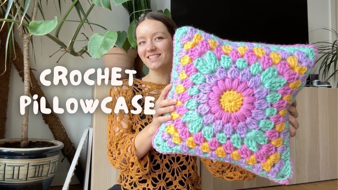 A Beginner-Friendly Crochet Pillowcase with Starburst Granny Squares