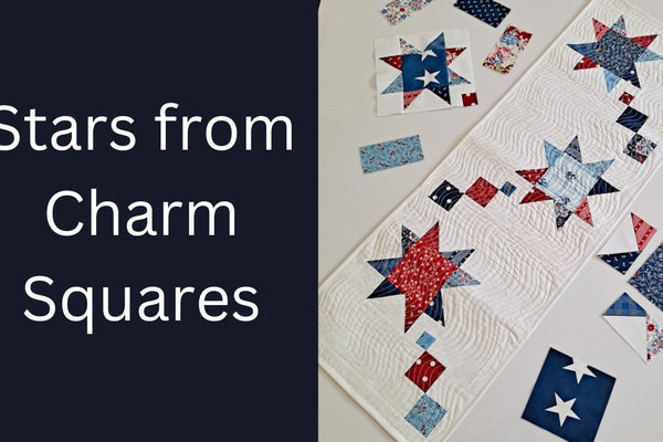 How to make patchwork stars from charm squares, video by Aunt Em's Quilts