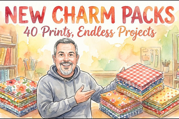 The Fabric Hut studio tour, new charm packs, patriotic quilt kits and quilting tools