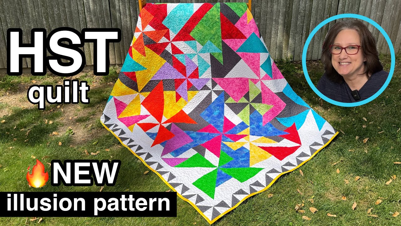 A stunning half square triangle illusion quilt