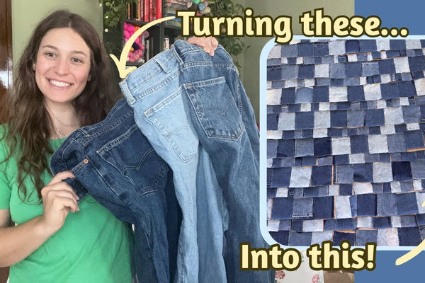 A quilt made from thrifted denim jeans