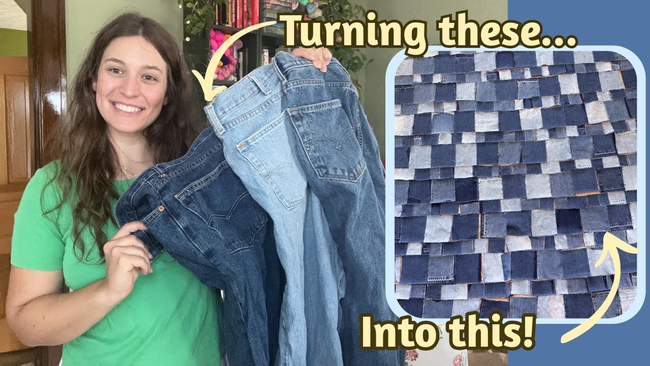 A quilt made from thrifted denim jeans