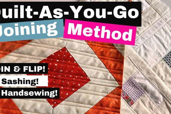 Two quilted rows with their backings stacked right sides together before one quarter inch seam joins all four layers