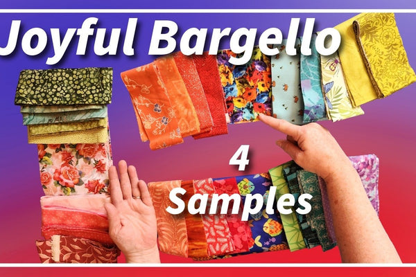 Bargello quilt of narrow vertical strips in warm and cool colorways stepping up and down around a wide focus fabric center
