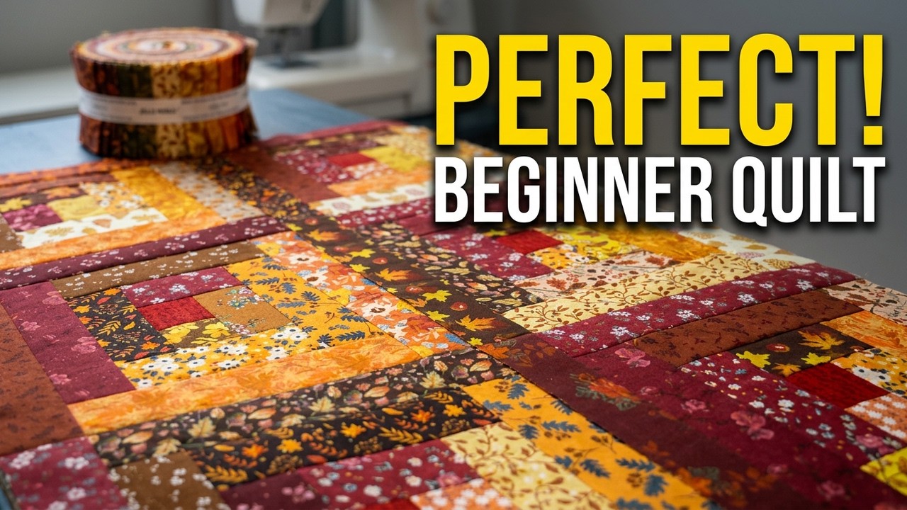 Jelly roll Log Cabin quilt tutorial for beginners
