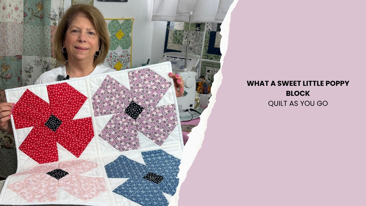 A sweet little poppy quilt as you go block