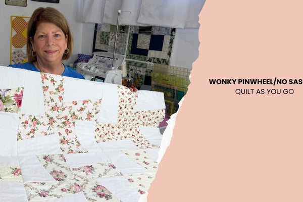 Wonky Pinwheel quilt block tutorial with no sashing