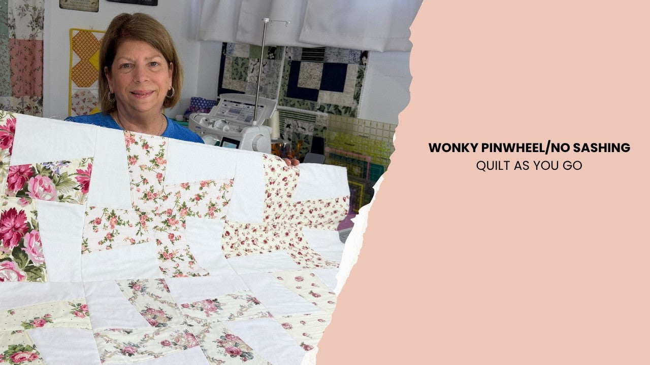Wonky Pinwheel quilt block tutorial with no sashing