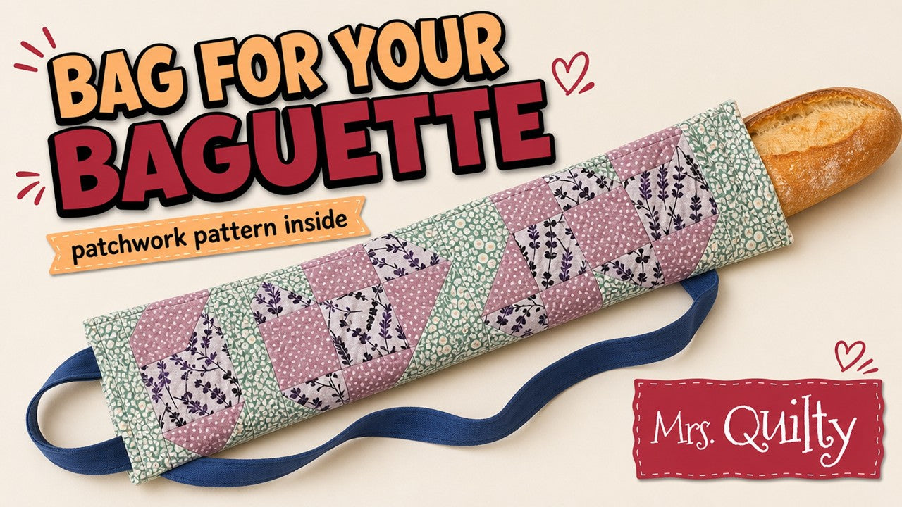 Quilted patchwork baguette bag