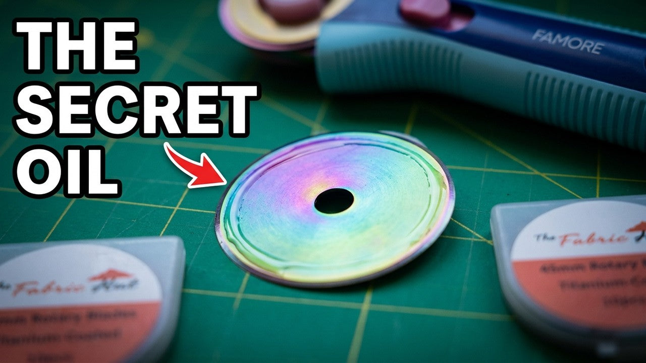 Changing a 45mm rotary cutter blade safely and wiping off the packing oil