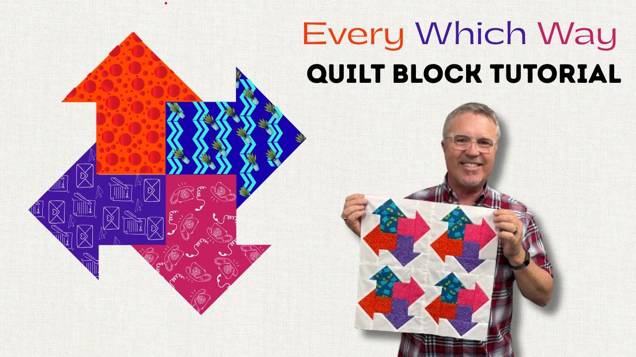 The Every Which Way quilt block sewn with partial seams