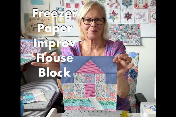 A Funky Freezer Paper House Quilt Block