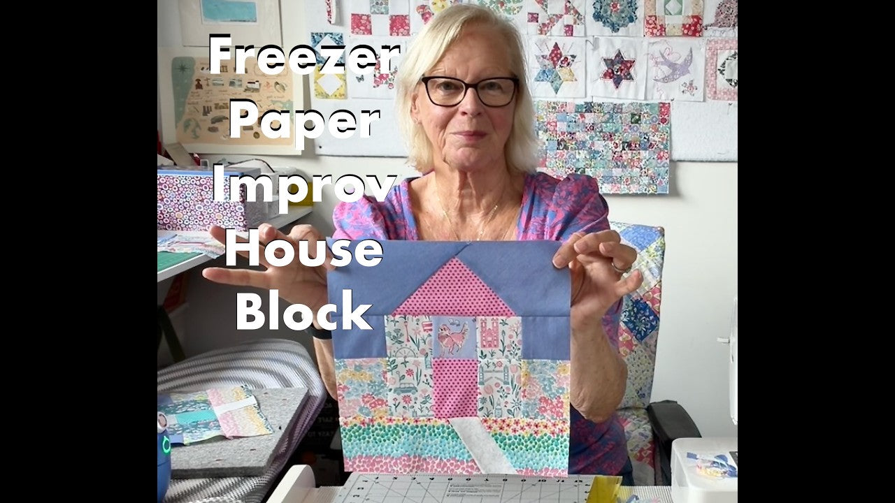 A Funky Freezer Paper House Quilt Block