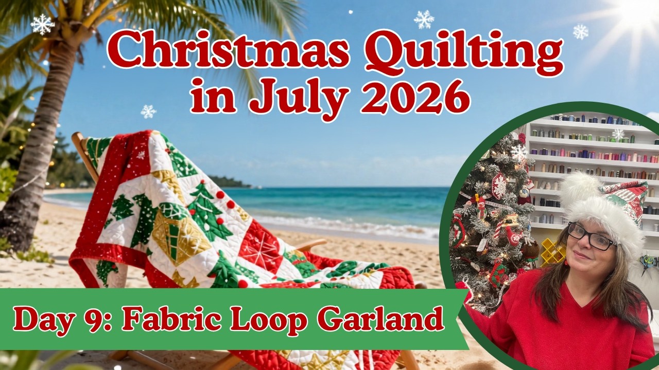 A garland made from loops of fabric, a Christmas in July sewing project