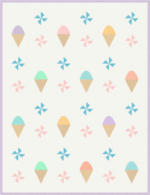 A bright, playful summer quilt made from fat quarters, finished at 64 by 84 inches