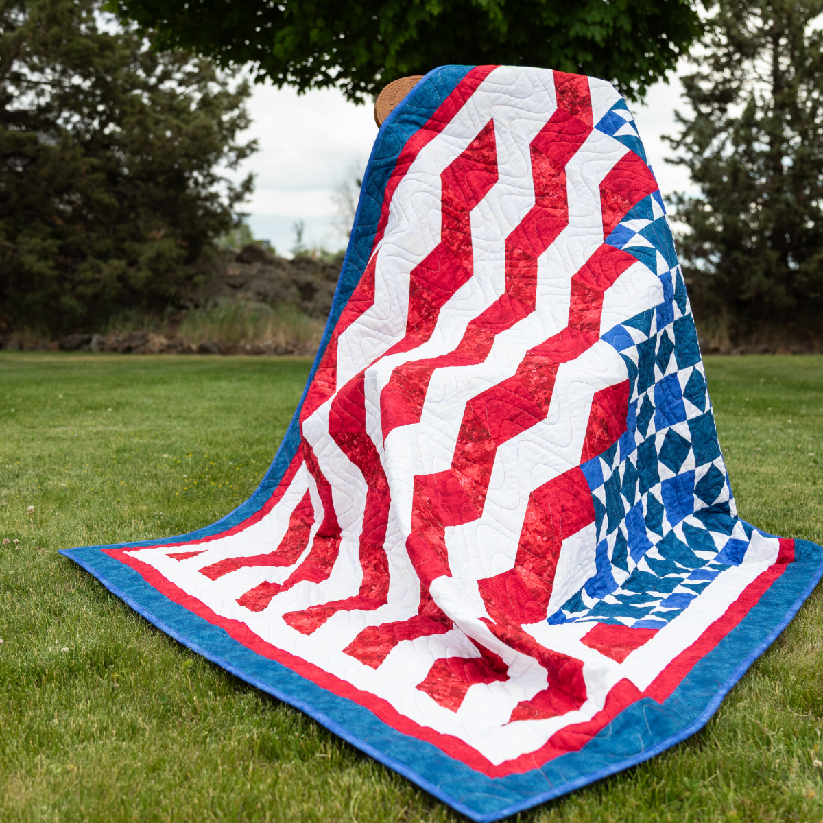 Honor and Valor Quilting Kit - Pre-Cut with Complete Backing & Binding - 58x73 inches Finished Size - Beginner Friendly