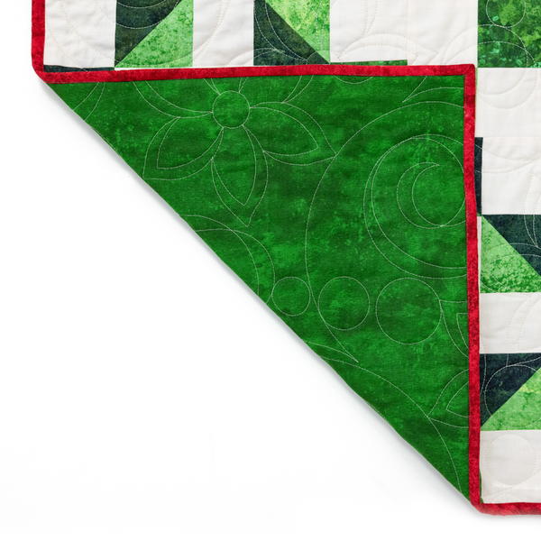 Peppermint Poinsettias Quilting Kit - Pre-Cut with Complete Backing & Binding - Experienced Beginner - Throw and Queen