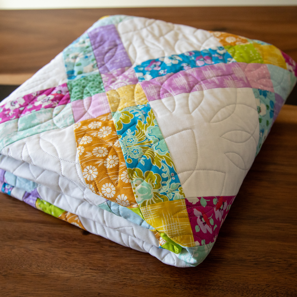 First Bloom Quilting Kit - Pre-Cut with Complete Backing & Binding - Experienced Beginner - 63x77 inches Finished Size