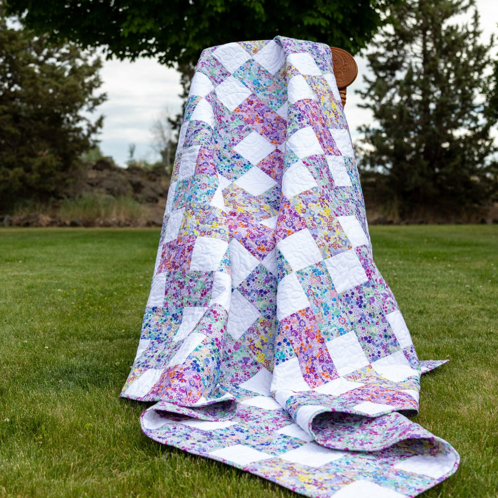 Floral Patchwork Quilting Kit - Pre-Cut with Complete Backing & Binding - Beginner - 64x72 inches Finished - The Fabric Hut