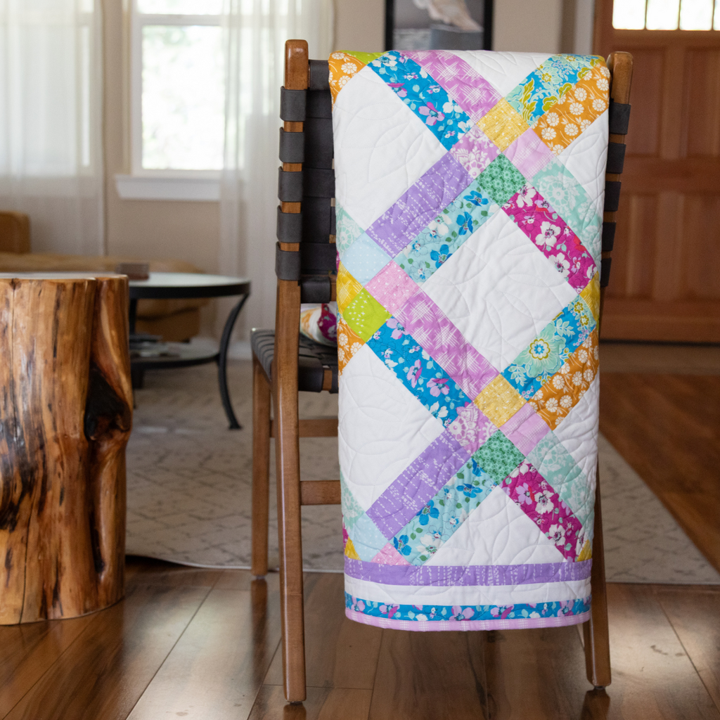 First Bloom Quilting Kit - Pre-Cut with Complete Backing & Binding - Experienced Beginner - 63x77 inches Finished Size