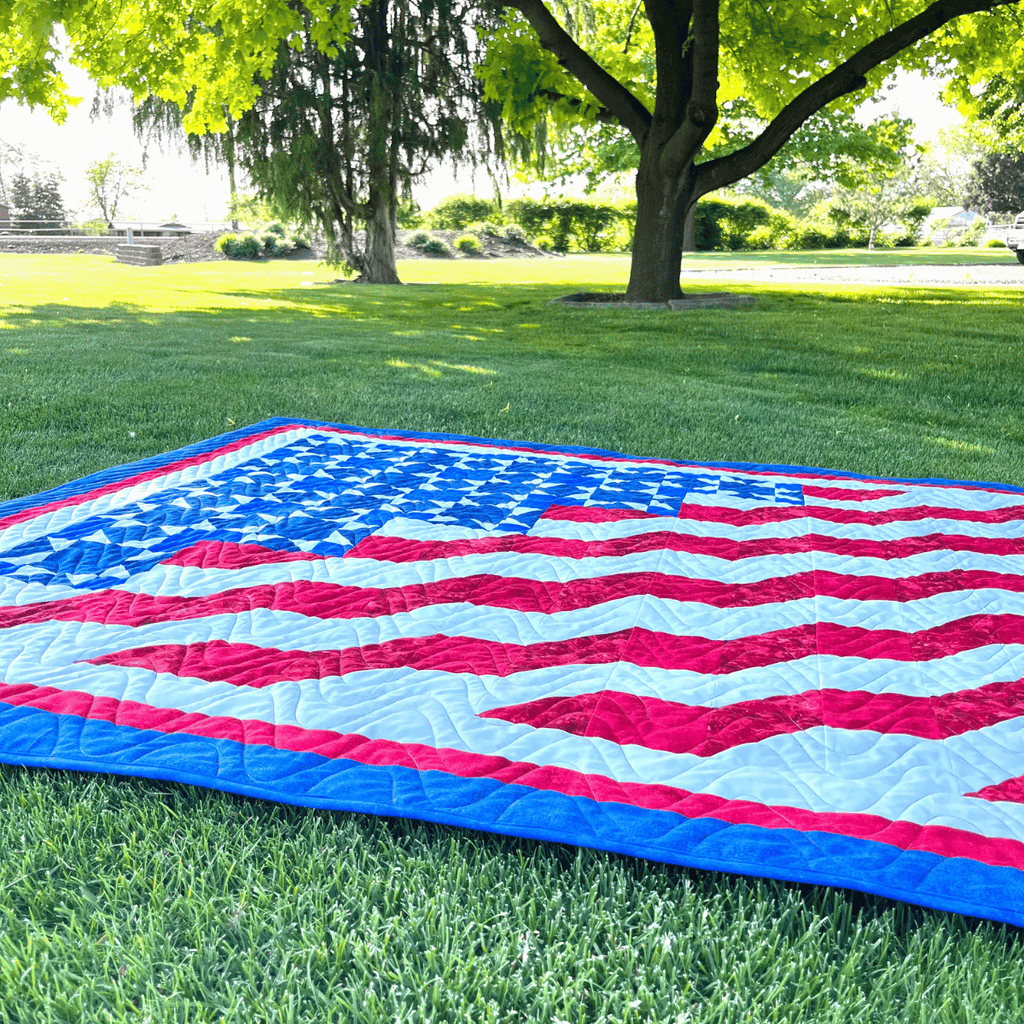 Honor and Valor Quilting Kit - Pre-Cut with Complete Backing & Binding 58x73 inches Finished Size - Beginner-Friendly