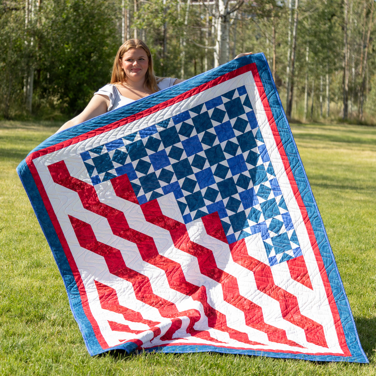 Honor and Valor Quilting Kit - Pre-Cut with Complete Backing & Binding - 58x73 inches Finished Size - Beginner Friendly