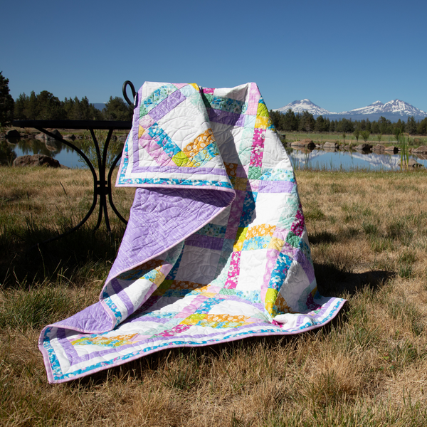 First Bloom Quilting Kit - Pre-Cut with Complete Backing & Binding - Experienced Beginner - 63x77 inches Finished Size