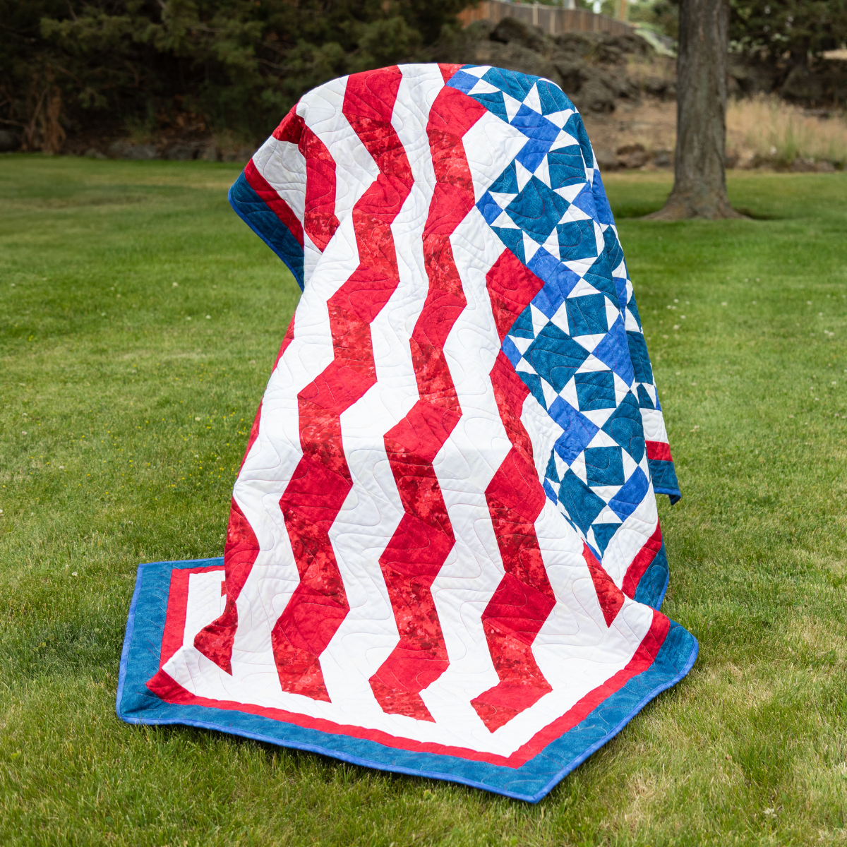 Honor and Valor Quilting Kit - Pre-Cut with Complete Backing & Binding - 58x73 inches Finished Size - Beginner Friendly