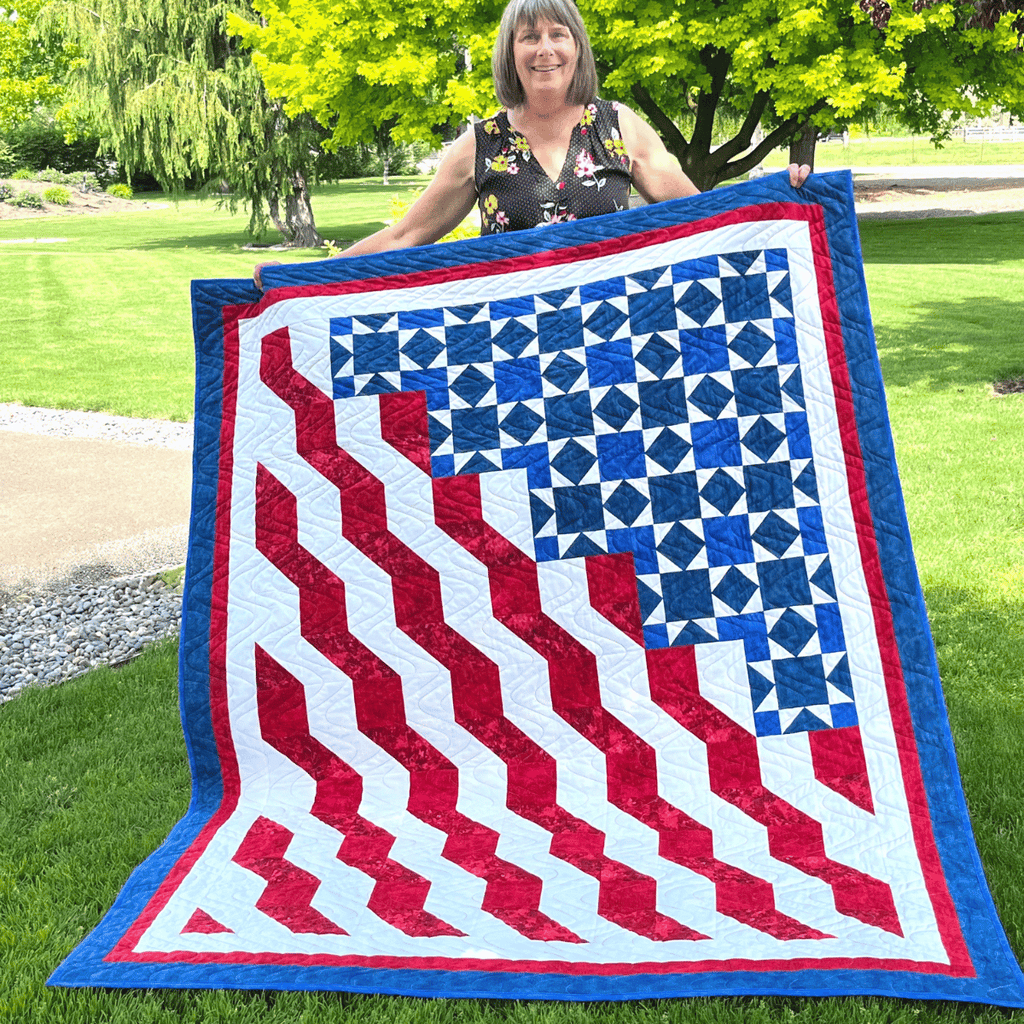 Honor and Valor Quilting Kit - Pre-Cut with Complete Backing & Binding 58x73 inches Finished Size - Beginner-Friendly