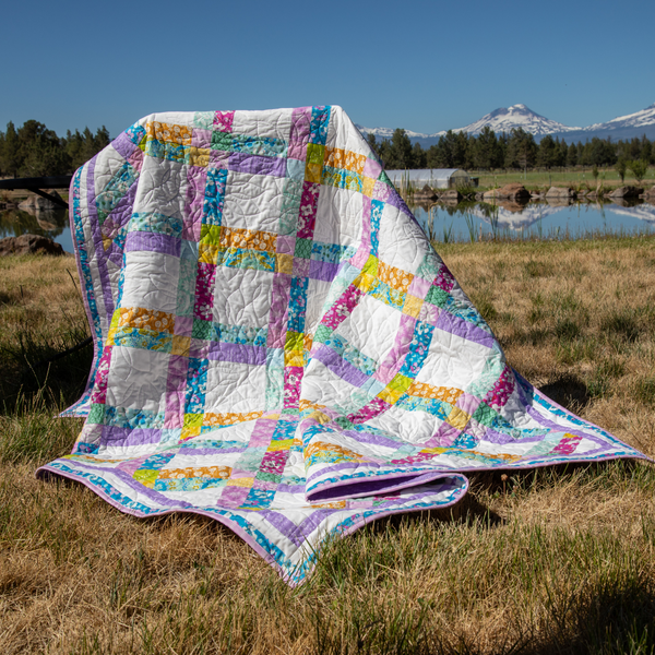 First Bloom Quilting Kit - Pre-Cut with Complete Backing & Binding - Experienced Beginner - 63x77 inches Finished Size