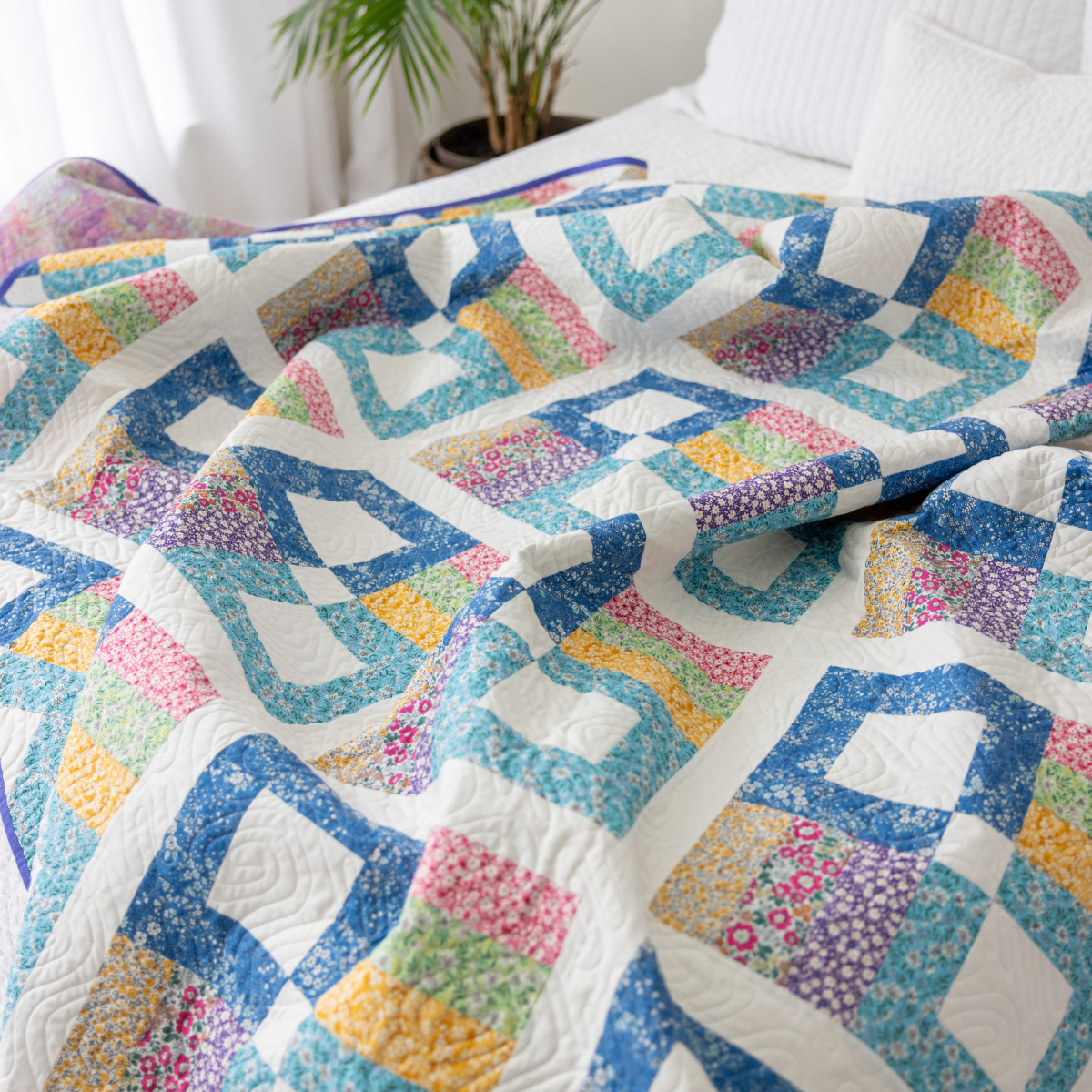 Prairie Posies Quilting Kit - Pre-Cut with Complete Backing & Binding - Experienced Beginner - 68" x 90½" Finished Size