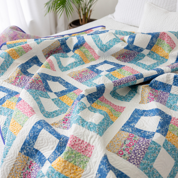 Prairie Posies Quilting Kit - Pre-Cut with Complete Backing & Binding - Experienced Beginner - 68" x 90½" Finished Size