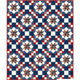 Because of the Brave finished quilt top, 60 x 72 inch patriotic Sawtooth Star throw quilt