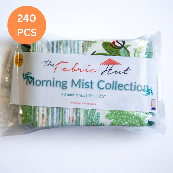 240-Piece Cotton 2.5'' x 10'' Mini Strips - Morning Mist Collection