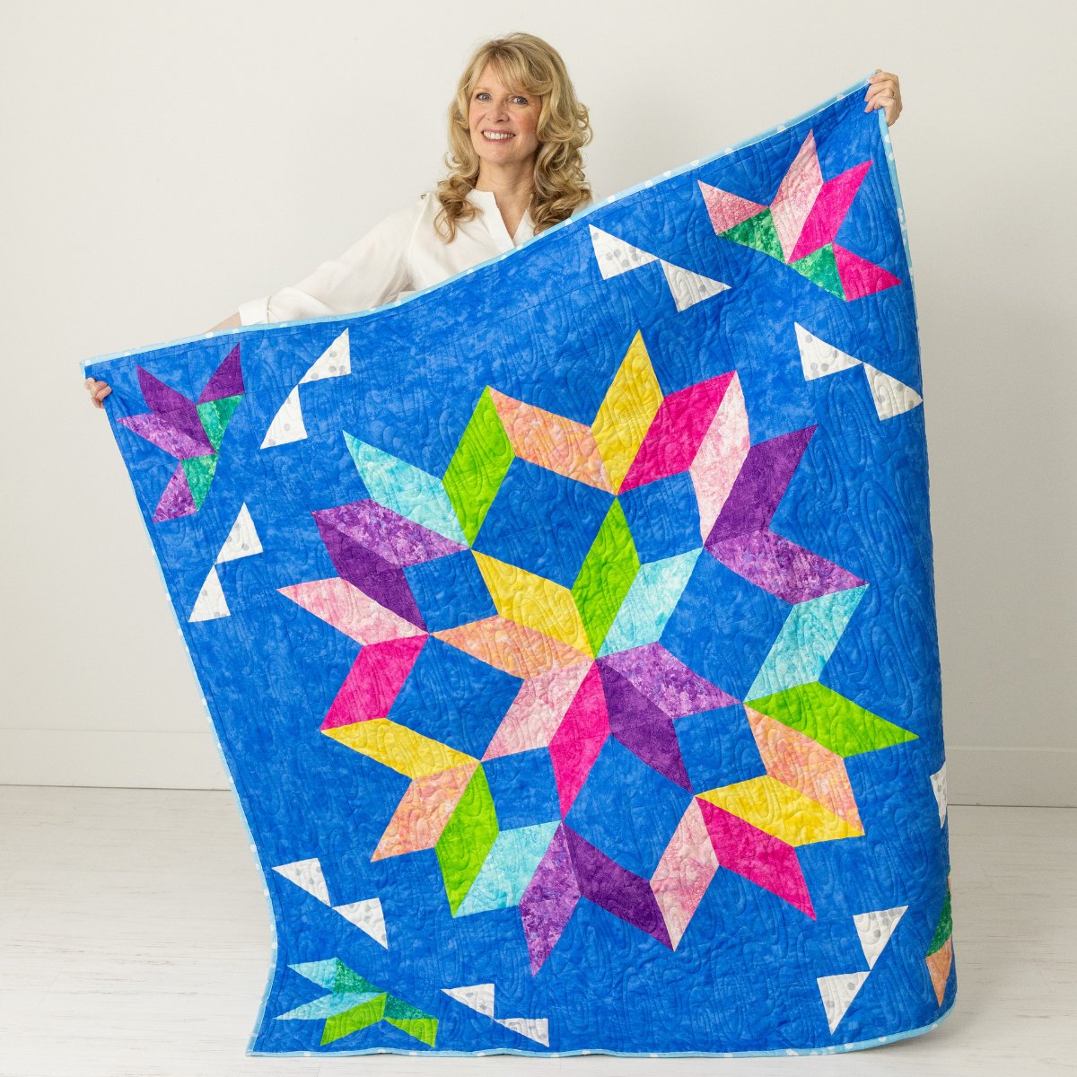 Pool Party Quilting Kit - Pre-Cut with Complete Backing & Binding - Beginner - 62x62 inches Finished Size - The Fabric Hut