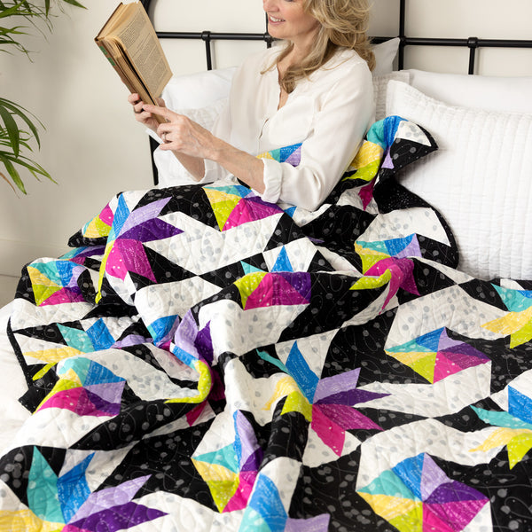 Stars at Sea Quilting Kit - Pre-Cut with Complete Backing & Binding - 60x72 inches Finished Size