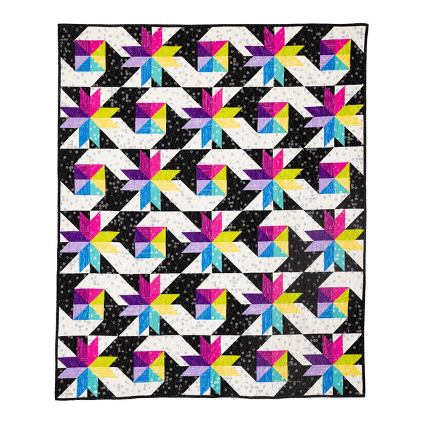 Stars at Sea finished quilt top, 60 x 72 inch modern Storm at Sea throw quilt