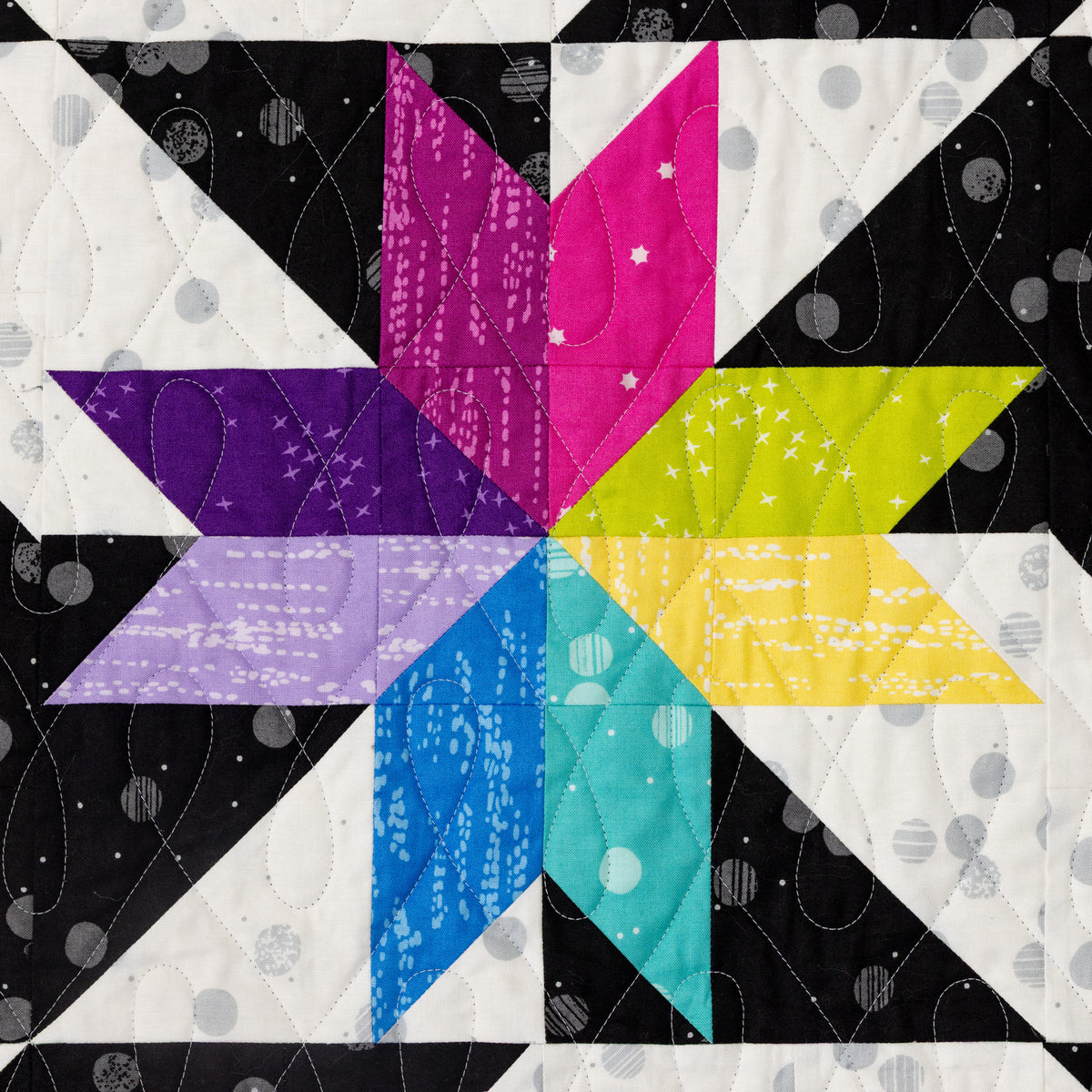 Stars at Sea Quilting Kit - Pre-Cut with Complete Backing & Binding - 60x72 inches Finished Size