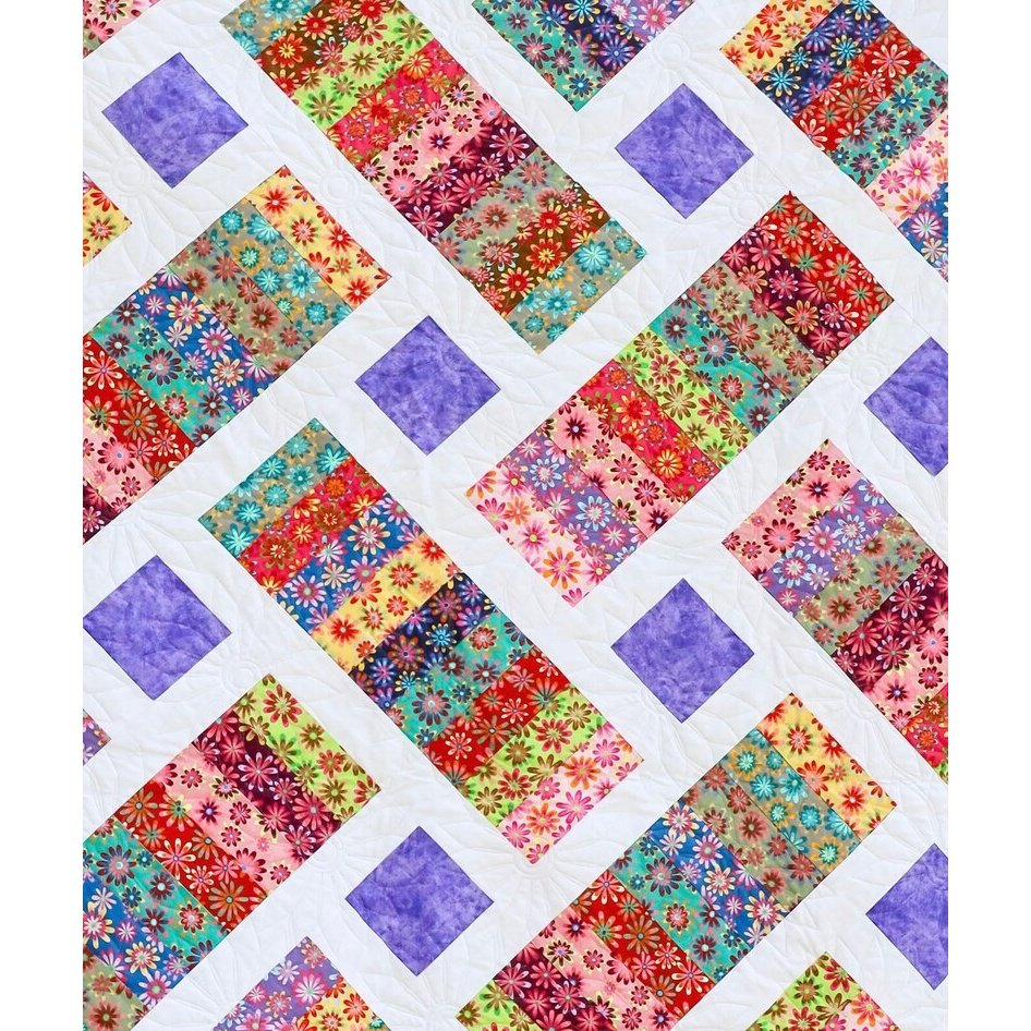 Floral Harmony Pre-Cut Quilt Kit - Complete Fabric Set, Beginner-Friendly, 59x69 Inches