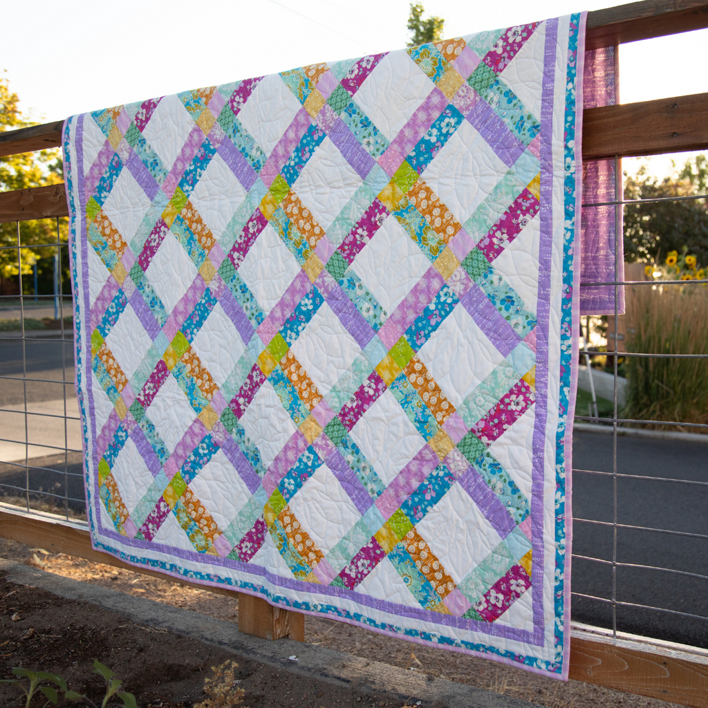 First Bloom Quilting Kit - Pre-Cut with Complete Backing & Binding - Experienced Beginner - 63x77 inches Finished Size