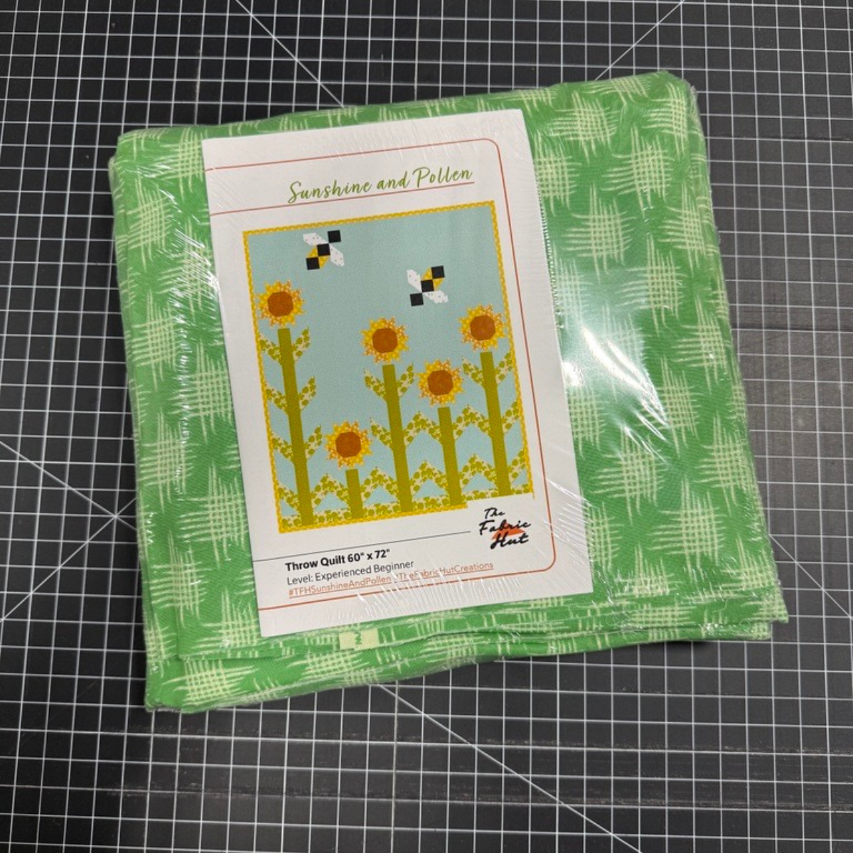 Sunshine and Pollen Quilting Kit - Pre-Cut with Complete Backing & Binding - 60x72 inches Finished Size - Experienced Beginner