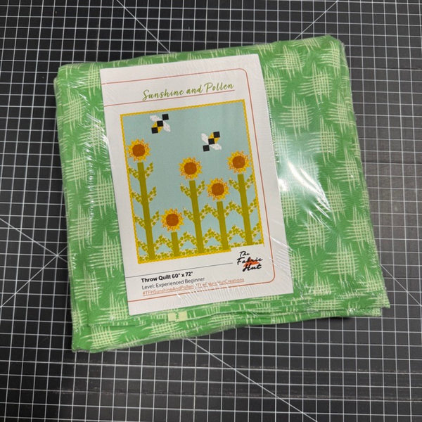 Sunshine and Pollen Quilting Kit - Pre-Cut with Complete Backing & Binding - 60x72 inches Finished Size - Experienced Beginner