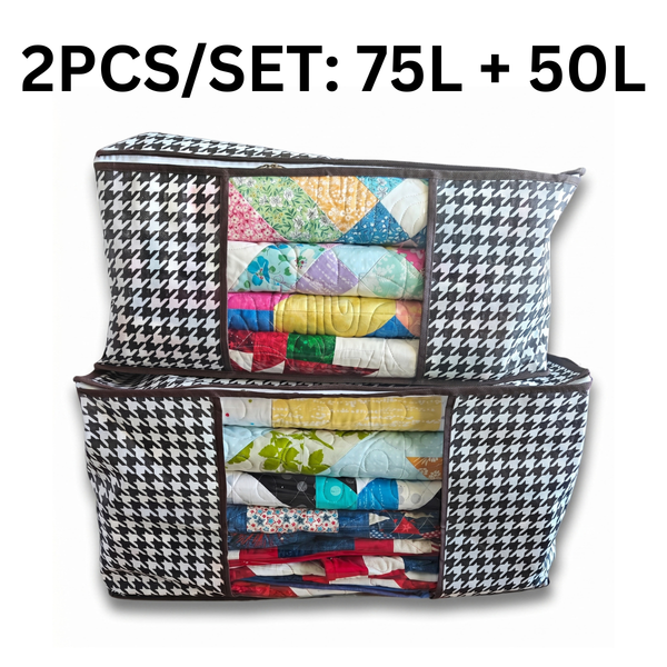 Free 2 piece storage bag set, 50L and 75L quilt storage bags with window included with this bundle